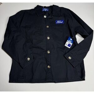 Ford Motors Vintage Style Canvas Twill Chore Coat Work Jacket Men's XL Black